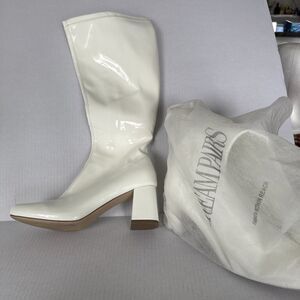 Dream Pairs WHITE Patent Stretch Knee High Full Zipper Boots GOGO Costume Sz11